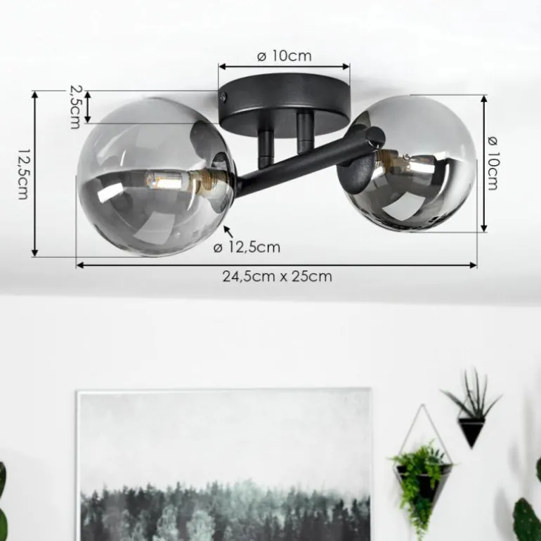 Plafonnier Chehalis LED Noir, 2 lumières