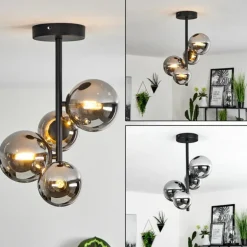 Plafonnier Chehalis Noir, 4 lumières