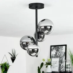 Plafonnier Chehalis Noir, 4 lumières