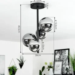 Plafonnier Chehalis Noir, 4 lumières