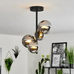 Plafonnier Chehalis Noir, 4 lumières