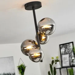 Plafonnier Chehalis Noir, 4 lumières