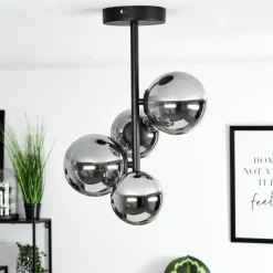 Plafonnier Chehalis Noir, 4 lumières