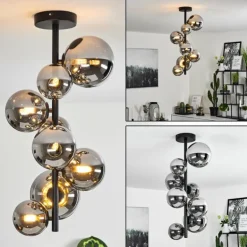 Plafonnier Chehalis Noir, 8 lumières