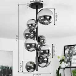 Plafonnier Chehalis Noir, 8 lumières