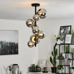 Plafonnier Chehalis Noir, 8 lumières