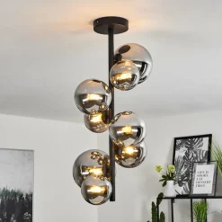 Plafonnier Chehalis Noir, 8 lumières