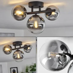 Plafonnier Chehalis Noir, 3 lumières