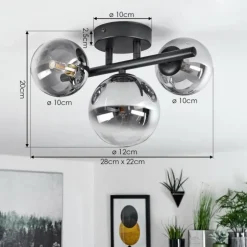 Plafonnier Chehalis Noir, 3 lumières