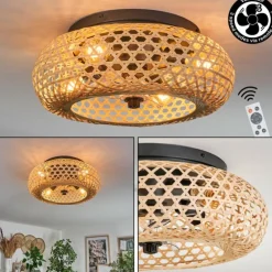 Plafonnier 50 cm Bauro Noir, 4 lumières, Télécommandes