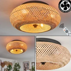 Plafonnier 50 cm Bauro Noir, 4 lumières, Télécommandes