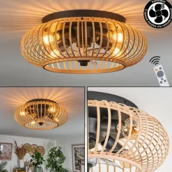 Plafonnier 50 cm Oravi Noir, 4 lumières, Télécommandes