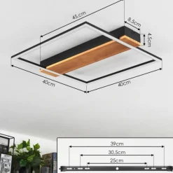 Plafonnier Courceaux LED Écru, Noir, 1 lumière