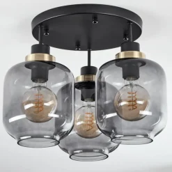 Plafonnier Curveira Bronze, Noir, 3 lumières