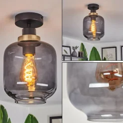 Plafonnier Curveira Bronze, Noir, 1 lumière