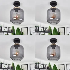 Plafonnier Curveira Bronze, Noir, 1 lumière