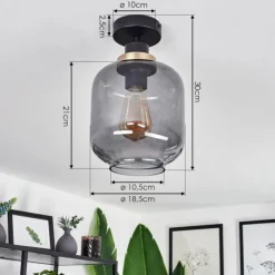 Plafonnier Curveira Bronze, Noir, 1 lumière