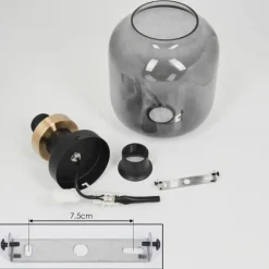 Plafonnier Curveira Bronze, Noir, 1 lumière