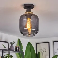 Plafonnier Curveira Bronze, Noir, 1 lumière