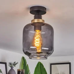 Plafonnier Curveira Bronze, Noir, 1 lumière