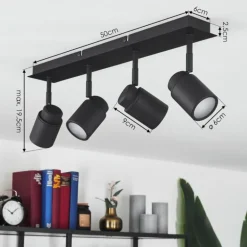 Plafonnier Douarnenez Noir, 4 lumières