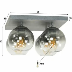 Plafonnier Eidanger Anthracite, 4 lumières