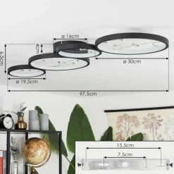 Plafonnier Fombillou LED Noir, 1 lumière