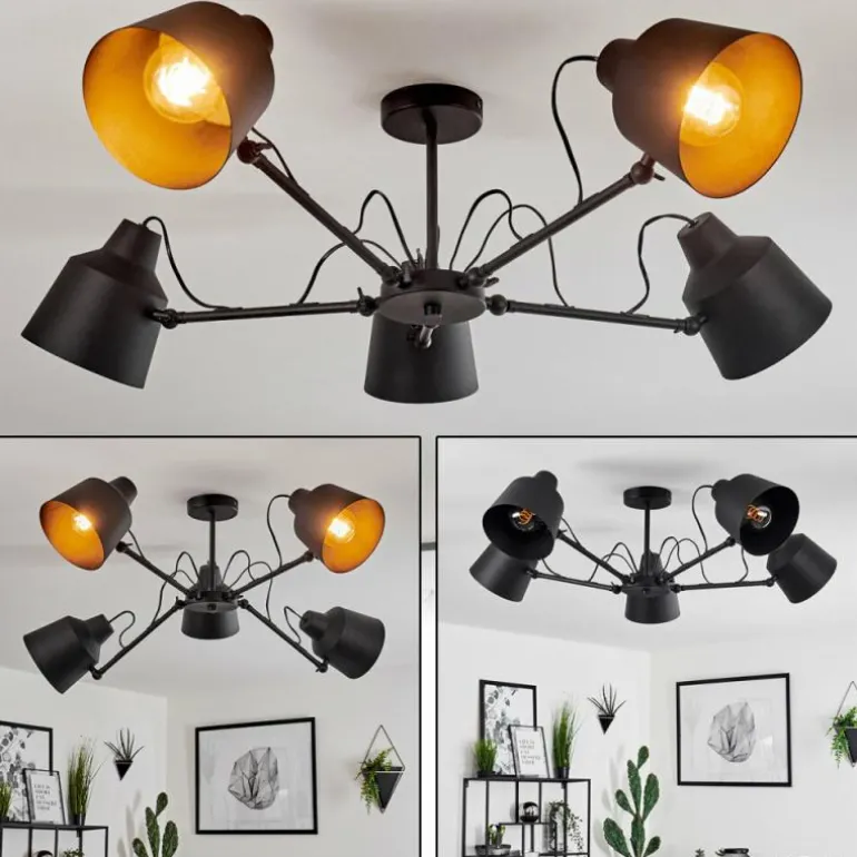 Plafonnier Gaudent Noir, 5 lumières