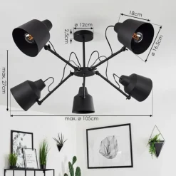 Plafonnier Gaudent Noir, 5 lumières
