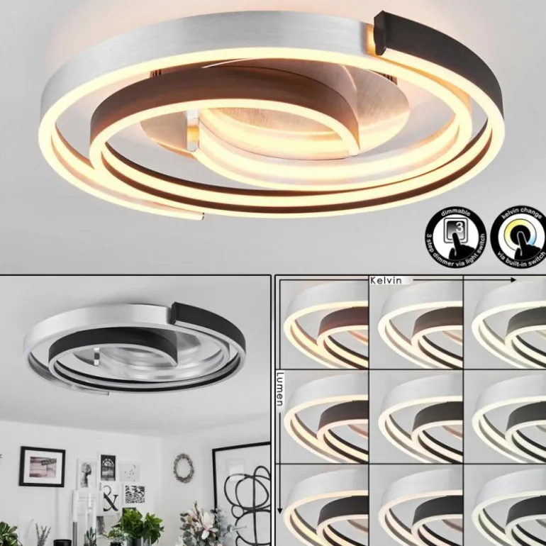 Plafonnier Golega LED Aluminium, Noir, 1 lumière