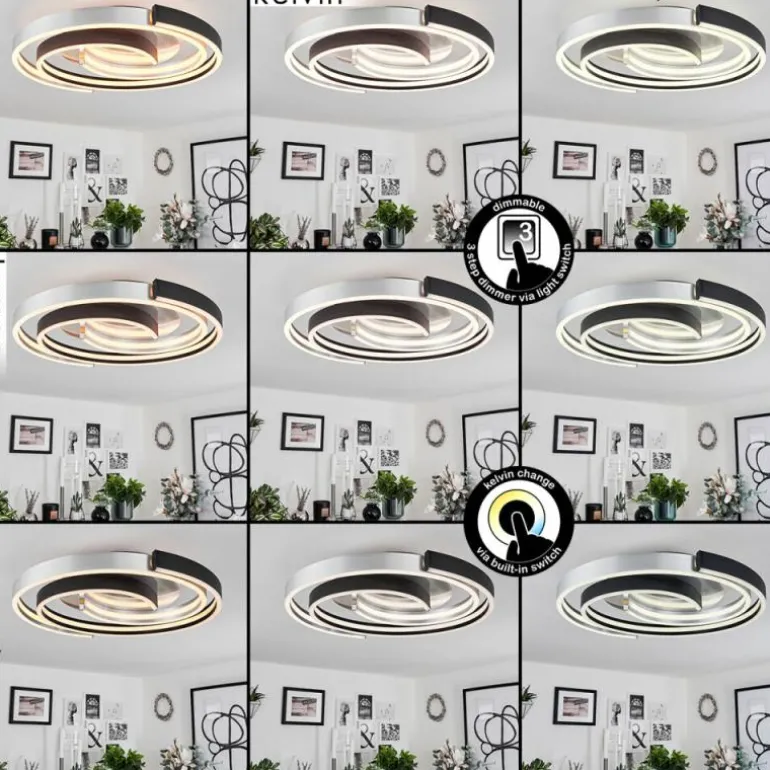 Plafonnier Golega LED Aluminium, Noir, 1 lumière