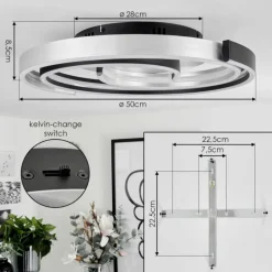 Plafonnier Golega LED Aluminium, Noir, 1 lumière