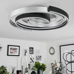 Plafonnier Golega LED Aluminium, Noir, 1 lumière