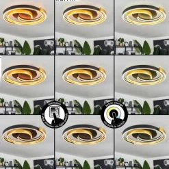 Plafonnier Golega LED Laiton, Noir, 1 lumière