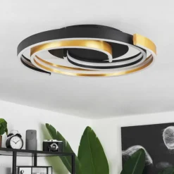 Plafonnier Golega LED Laiton, Noir, 1 lumière