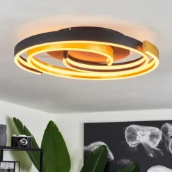 Plafonnier Golega LED Laiton, Noir, 1 lumière