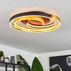 Plafonnier Golega LED Laiton, Noir, 1 lumière