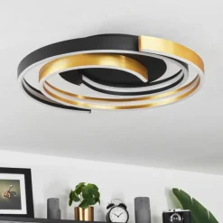 Plafonnier Golega LED Laiton, Noir, 1 lumière