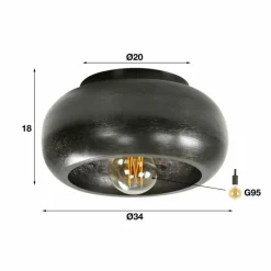 Plafonnier Gralhos Argent Oxydé, Noir, 1 lumière