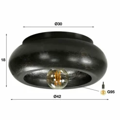 Plafonnier Gralhos Noir, 1 lumière