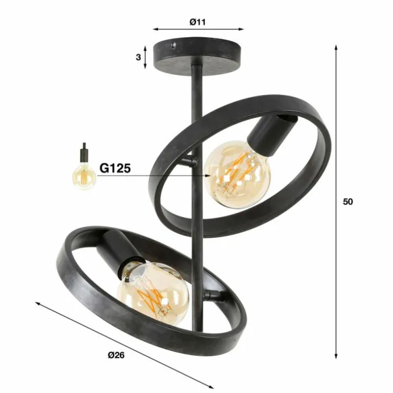 Plafonnier Hover Anthracite, 2 lumières