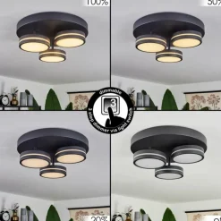 Plafonnier Huallilemu LED Noir, 3 lumières