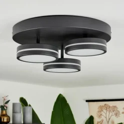 Plafonnier Huallilemu LED Noir, 3 lumières
