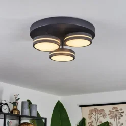 Plafonnier Huallilemu LED Noir, 3 lumières