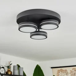 Plafonnier Huallilemu LED Noir, 3 lumières