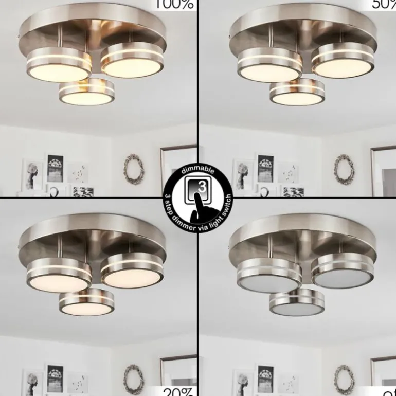 Plafonnier Huallilemu LED Nickel mat, 3 lumières