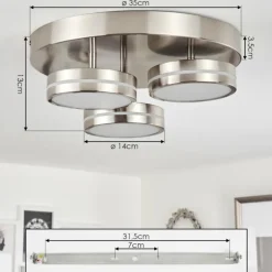 Plafonnier Huallilemu LED Nickel mat, 3 lumières
