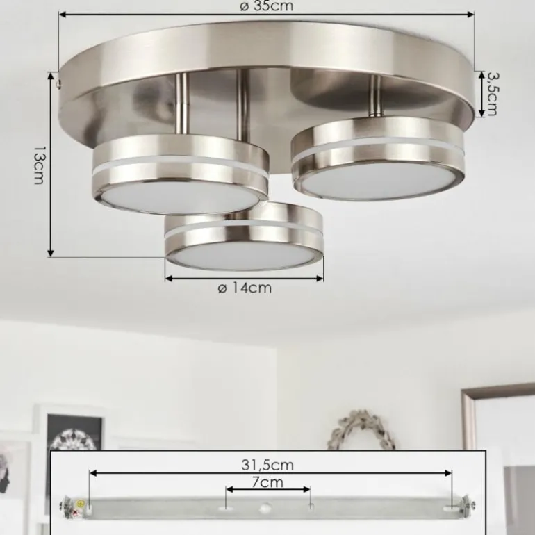 Plafonnier Huallilemu LED Nickel mat, 3 lumières