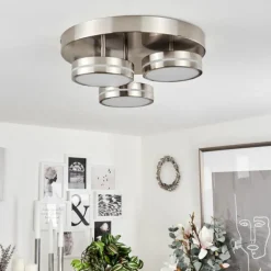 Plafonnier Huallilemu LED Nickel mat, 3 lumières
