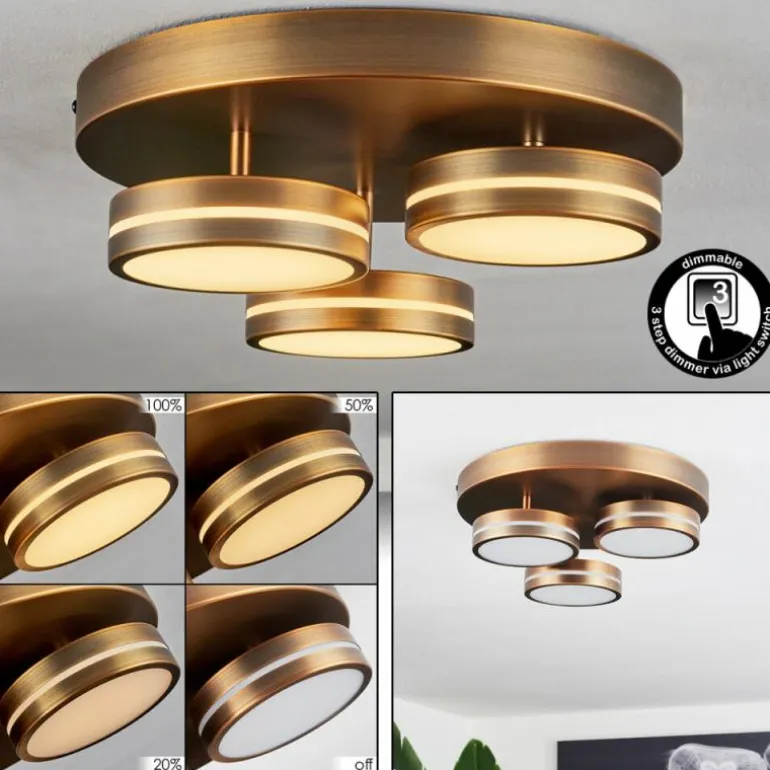 Plafonnier Huallilemu LED Vieux laiton, 3 lumières